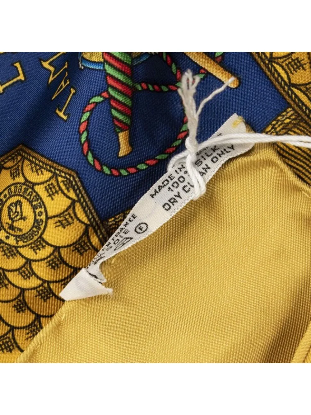 ★SOLD★ Hermes Scarf Blue Gold Silk - Picture 5 of 5